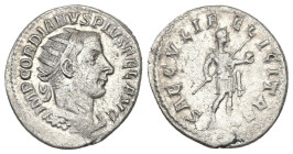 Antoninianus AR
Gordianus III (238-244), IMP GORDIANVS PIVS FEL AVG, Bust of Gordian III, radiate, draped, cuirassed, right / SAECVLI FELICITAS. Gord...