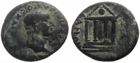 Bronze Æ
Lydia, Sardis, Vespasian (69-79) Issue: No magistrate's name, ΟΥΕϹΠΑϹΙΑΝΟϹ ΚΑΙϹΑΡ; laureate head of Vespasian, right / ϹΑΡΔΙΑΝΩΝ; temple wit...