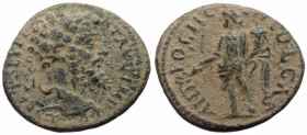 Pisidia, Antiochia
'As', Septimius Severus (193-211), L SEPT SEV PE - RT AVG IMP - PP, laureate head of Septimius Severus to right / ANTIOCH C - EN C...