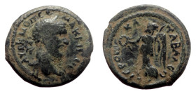 Bronze Æ
Cilicia, Hierapolis-Castabala. Macrinus, 217-218 AD, AΥT K M OΠ CE MAKΡINOC CEB, Laureate head right / IEPOΠ KACTABAΛEΩN. Nike advancing lef...