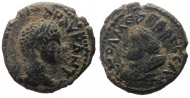 Mesopotamia, Edessa, Elagabalus (218-222) Issue: Undated bronze coinage, ΑΥΤΟ ΚΑΙϹ ΜΑΡ ΑΥΡ ΑΝΤ(ωΝ); laureate head of Elagabalus, right / ΚΟΛω ΜΑΡ ΕΔΕϹ...