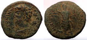 Bronze Æ
Pisidia, Antioch. Commodus, 177-192 AD, ANTONINVS COMMODVS. Laureate, draped and cuirassed bust left / ANTIOCH COLONIAE. Mên standing right,...