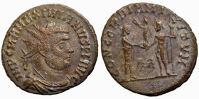 Follis Æ
Maximianus (286-305), IMP CMA MAXIMIANVS PF AVG, radiate cuirassed bust right / CONCORDIA MILITVM D