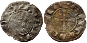 Denier AR
Crusaders, Bohémond III (1163-1201), + BOAMVDNVS, helmeted and mailed head right, cross on helmet, crescent behind, star before / + ANTIOCH...