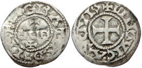 Denarius AR
France, Odo (887-898), Limoges ca 980, GRATIA D - I REX, Monogram of Odo / LIMOVICAS CIVIS, Cross
24 mm, 1,43 g
MEC.1973 N.24, Depeyrot...