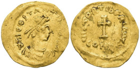 Tremisis AV
Tiberius II Constantine (578-582 AD). Constantinople, Obv: d m COSTANTINVS P P AG. Diademed, draped and cuirassed bust of Tiberius to rig...