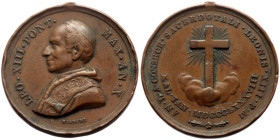 Papal States, Leo XIII (1878 - 1903) AE medal (Bronze, 12.31g, 31mm) 1887 engraved by Francesco Bianchi. Obv: LEO . XIII . PONT . - MAX . AN . X . Bus...