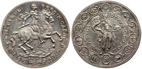 Holy Roman Empire, Ferdinand Karl (Archduke, 1632-1662) AR modern SILVER replica of gold 2 Dukaten (1642/1963 Restrike) Hall. Obv: FERDIN CAROL D G AR...