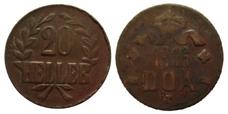 20 Heller Cu
DOA, 1912