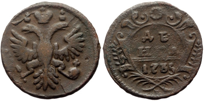Russian Empire, Anna Ioannovna (1730-1740) CU Denga (Bronze, 6.86g, 26mm) Dated ...