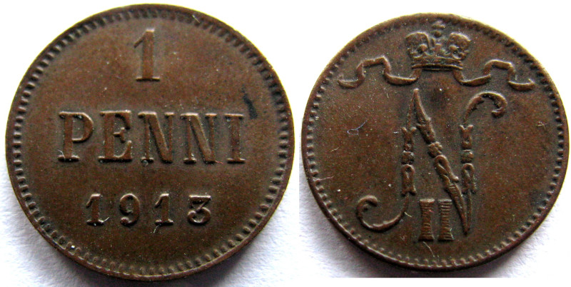 1 Penni Cu
Finnland, 1913