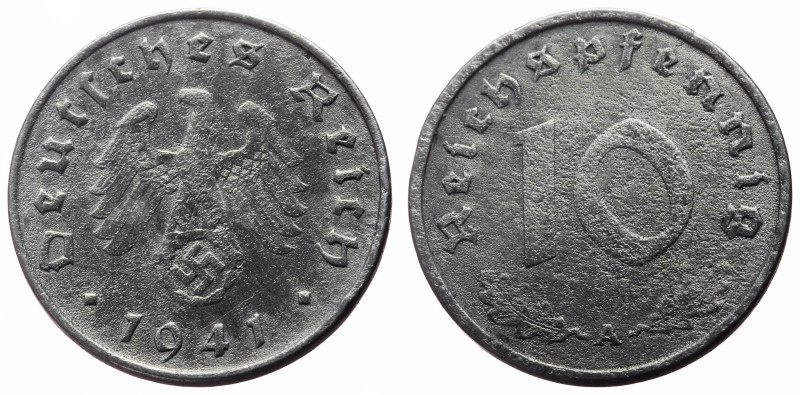 Germany (1871-1948), Period Third Reich (1933-1945) 10 Pfennig (Zinc, 3.38g, 22m...