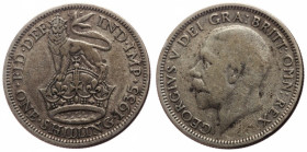 Obv: GEORGIVS V DEI GRA:BRITT:OMN:REX, Uncrowned portrait of King George V left, legend around. Rev: FID•DEF IND•IMP / ONE•SHILLING•1936, Crowned lion...