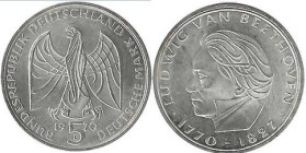 5 DM
200th Anniversary - Birth of Ludwig van Beethoven, silver 625/1000
29 mm, 11,20 g