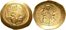 Histamenon AV
Constantine X Ducas, 1059-1067, Constantinopolis. +IҺS IXS REX REGNANTIҺm Christ, nimbate, seated facing on straight-backed throne, rai...