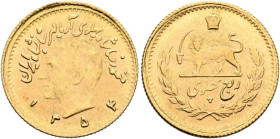 Iran, Pahlavis, Muhammad Reza Shah, AH 1320-1358 / AD 1941-1979, 1/4 Pahlavi SH 1354=975, Tehran. Bare head of Muhammad Reza Shah to left between insc...