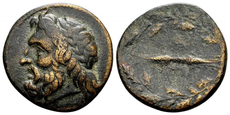 Kingdom of Epeiros, Pyrrhos. 297-272 BC. Æ19, 5.05 g. Laureate head of Zeus Dodo...