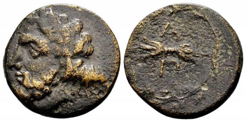 Kingdom of Epeiros, Pyrrhos. 297-272 BC. Æ18, 5.29 g. Laureate head of Zeus Dodo...