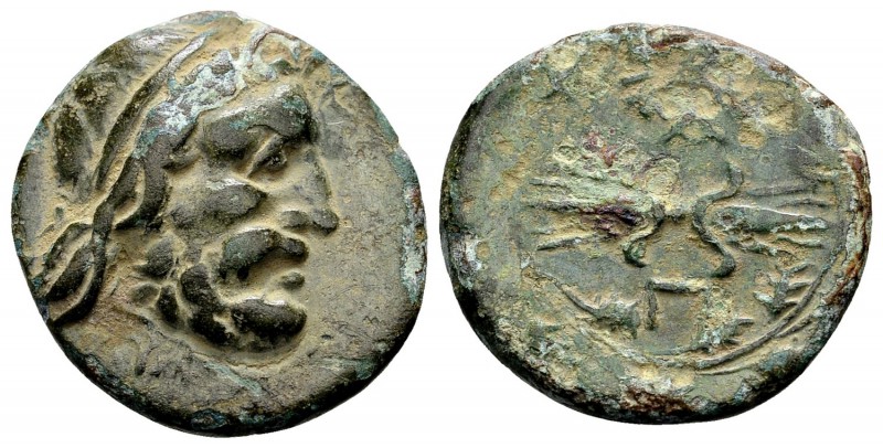 Kingdom of Epeiros, Pyrrhos. 297-272 BC. Æ19, 4.35 g. Laureate head of Zeus righ...