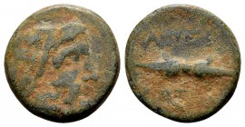 Epeiros, Koinon of Epeiros. Ca. 234-168 BC. Æ13, 2.75 g. Head of Dodonian Zeus right / AΠEI PΩTAN thunderbolt. Cf SNG Copenhagen 128 (diff. denominati...