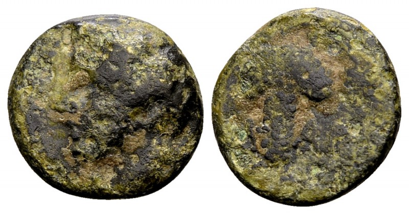 Thrace, Maroneia. Ca. 390-370 BC. AE, 1.38 gr. Grapebunch on tendril / (M)AP(Ω) ...