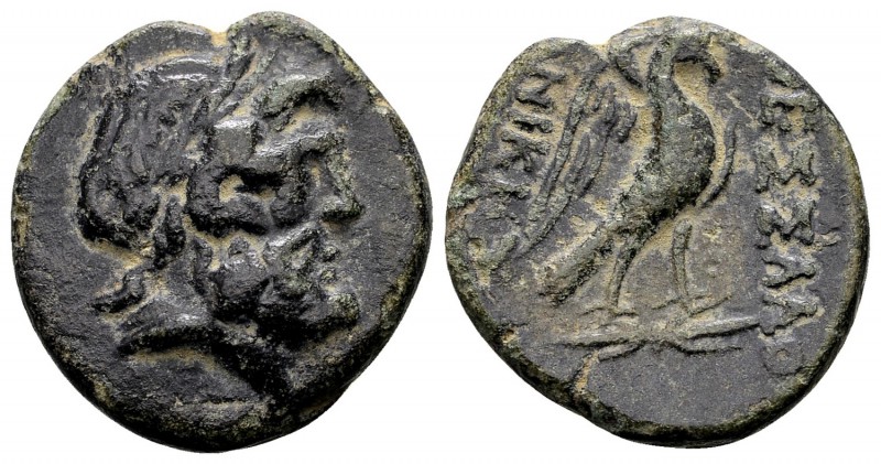 Macedon, Thessalonica. Pseudo-autonomous, ca. 187-31 BC. Æ18, 4.9 g. Laureate he...