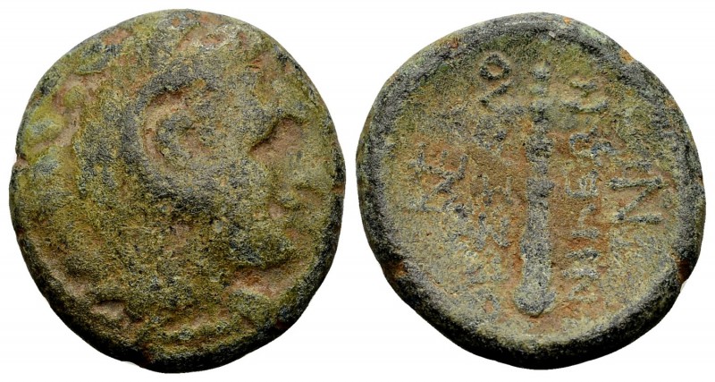 Macedon, Thessalonica. Ca. 183-31 B.C. Æ17, 5.60 g. Head of young Herakles right...