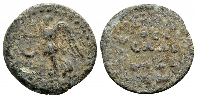 Macedon, Thessalonica. Temp. Domitian, ca. 81-96 AD. Æ15, 2.48 g. Nike left, hol...