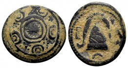 Kingdom of Macedon, Alexander III. Uncertain mint in Macedon, 325-310 BC. Æ16, 4.25 g. Macedonian shield with boss decorated with thunderbolt / B A Ma...