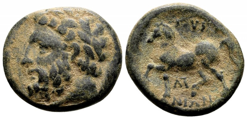 Thessaly, Gyrton. 3rd century BC. Æ trichalkon, 6.91 g. Laureate head of Zeus le...