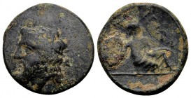 Thessaly, Kierion. Early to mid 4th century BC. Æ dichalkon, 3.08 g. Laureate head of Zeus left / [ΚΙΕΡ] IΕΙΩΝ nymph Arne, kneeling and playing with k...