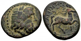 Thessaly, Magnetes. 2nd century BC. Æ22, 7.1 g. Head of Zeus right; border of dots / centaur Chiron right, holding branch over shoulder. Rogers 341a; ...