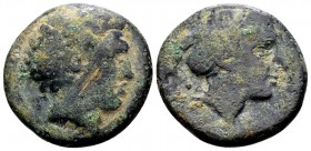 Thessaly. Phalanna. 3rd century BC. Æ trichalkon, 7.57 g. Bare head of Ares right; behind: Π / [ΦΑΛΑΝΝAΙΩN] head of nymph right. BCD Thessaly II 593.2...