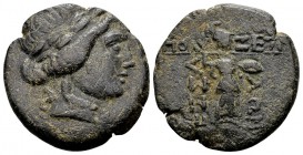 Thessaly, Thessalian League. Mid - late 1st century BC. Æ trichalkon, 7.4 g. Polyxe..., magistrate. Laureate head of Apollo right / ΘEΣΣA ΛΩN Athena I...
