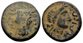 Phokis, Elateia. Late 4th century BC. Æ17 6.35 g. Garlanded bull's head facing / ΦΩKEΩN wreathed head of Apollo right. BCD Lokris-Phokis 413.6. Very f...
