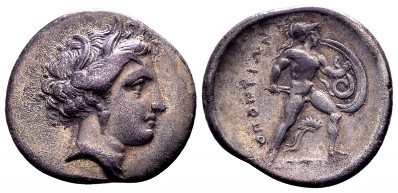 Lokris, Lokri Opuntii. Ca. 340-330 BC. AR triobol or hemidrachm, 2.66 g. Head of...