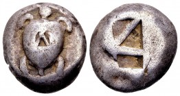 Aegina, Aegina. . Ca. 480-457. AR stater, 12.21 g. Sea turtle / skew pattern within incuse square. Milbank, pl. 1, 13. Counterstamp Λ. Very fine.