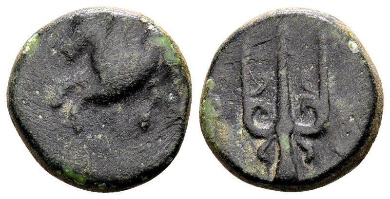 Korinthia, Korinth. Ca. 340-335 BC. Æ11, 2.27 g. Pegasos flying left; below: Ϙ /...