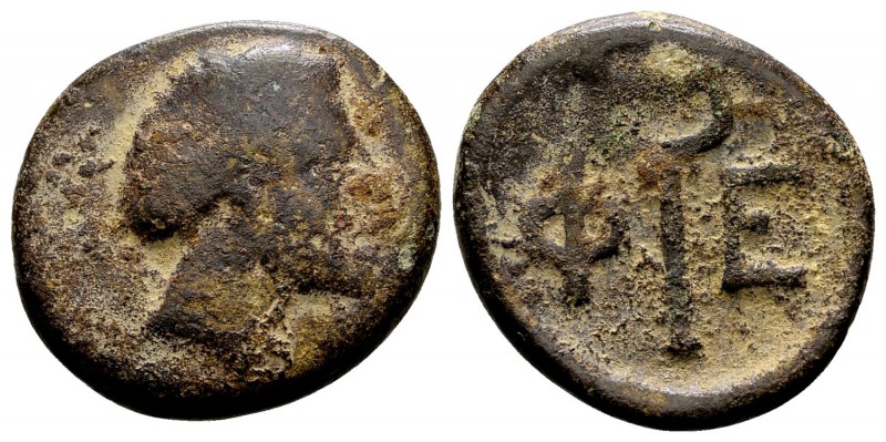 Arkadia, Pheneos.  . Ca. 350-300 BC. Æ dichalkon, 4.06 g. Head of Demeter right ...