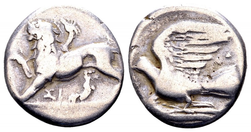 Sikyonia, Sikyon. Ca 330-280 BC. AR triobol or hemidrachm, 2.68 g. Chimaera stan...