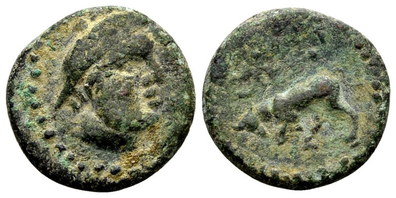 Crete, Gortyna. Ca. 85-82 BC. Æ14, 3,11 g. Head of Hermes wearing petasos; borde...