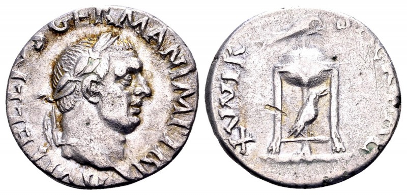 Vitellius. Rome, 69 AD. AR denarius, 2,95 g. A VITELLIVS GERMAN IMP TR P laureat...