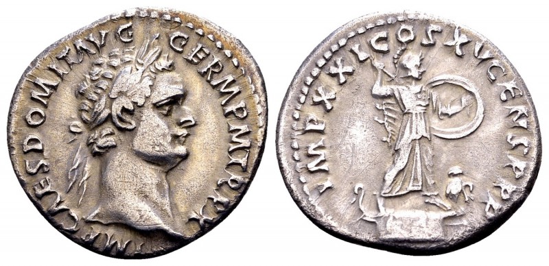 Domitian. Rome, 90 AD. AR denarius, 3.03 g. IMP CAES DOMIT AVG GERM P M TR P X l...