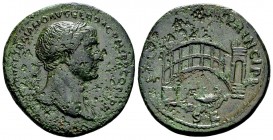 Trajan. Rome, ca. 107-110 AD. Æ as, 10.35 g.  IMP CAES NERVAE TRAIANO AVG GER DAC P M TR P COS V P P laureate bust right, with slight drapery / S P Q ...