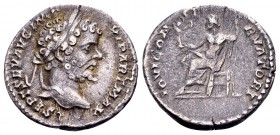 Septimius Severus. Rome, 198-200 AD. AR denarius, 3,04 g. L SEPT SEV AVG IMP XI PART MAX laureate head right / IOVI CONSERVATORI Jupiter seated left, ...