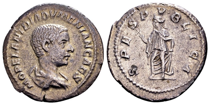 Diadumenian as Caesar. Rome, 218 AD. AR denarius, 2.77 g. M OPEL ANT DIADVMENIAN...