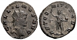 Gallienus. Rome, 261-262 AD. Æ antoninianus, 3.86 g.  GALLIENVS AVG radiate head right / AETERNITAS AVG Sol, radiate, standing left with with raised h...