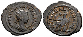 Quietus. Antioch, 261-262 AD. Æ antoninianus, 3.01 g. IMP C FVL QVIETVS P F AVG radiate, draped, cuirassed bust right / ROMAE AETERNAE Roma seated lef...