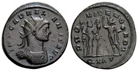 Aurelian. Ticinum, 270-275 AD. Æ antoninianus, 4.21 g.  IMP C AVRELIANVS AVG radiate, cuirassed bust right / PROVIDEN DEOR Fides standing right, with ...