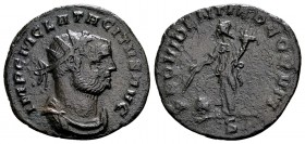Tacitus. Lugdunum, 275 AD. Æ antoninianus, 2.83 g. IMP C M CLA TACITVS AVG radiate, draped, cuirassed bust right / PROVIDENTIA DEORUM Providentia stan...